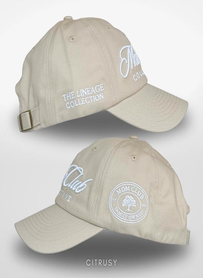 CITRUSY Trendy Mom & Dad Baseball Dad Caps | Men & Women Low Profile Hats | Cute Ladies Ponytail Vintage NY Ball Cap | Boy Mom Girl Dad Distressed Summer Hats | Cotton | Adjustable Strap (Mom Club | Soft Tan) - Image 3